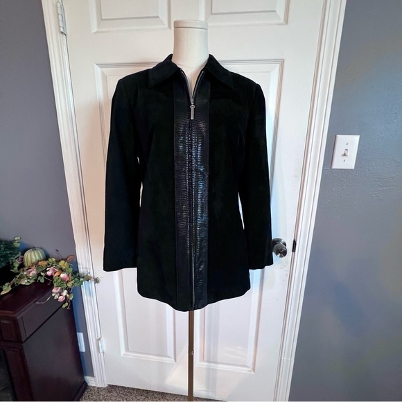 Preston & York Black Soft Suede Leather Full Zip Jacket Womens Size Medium - Picture 3 of 11